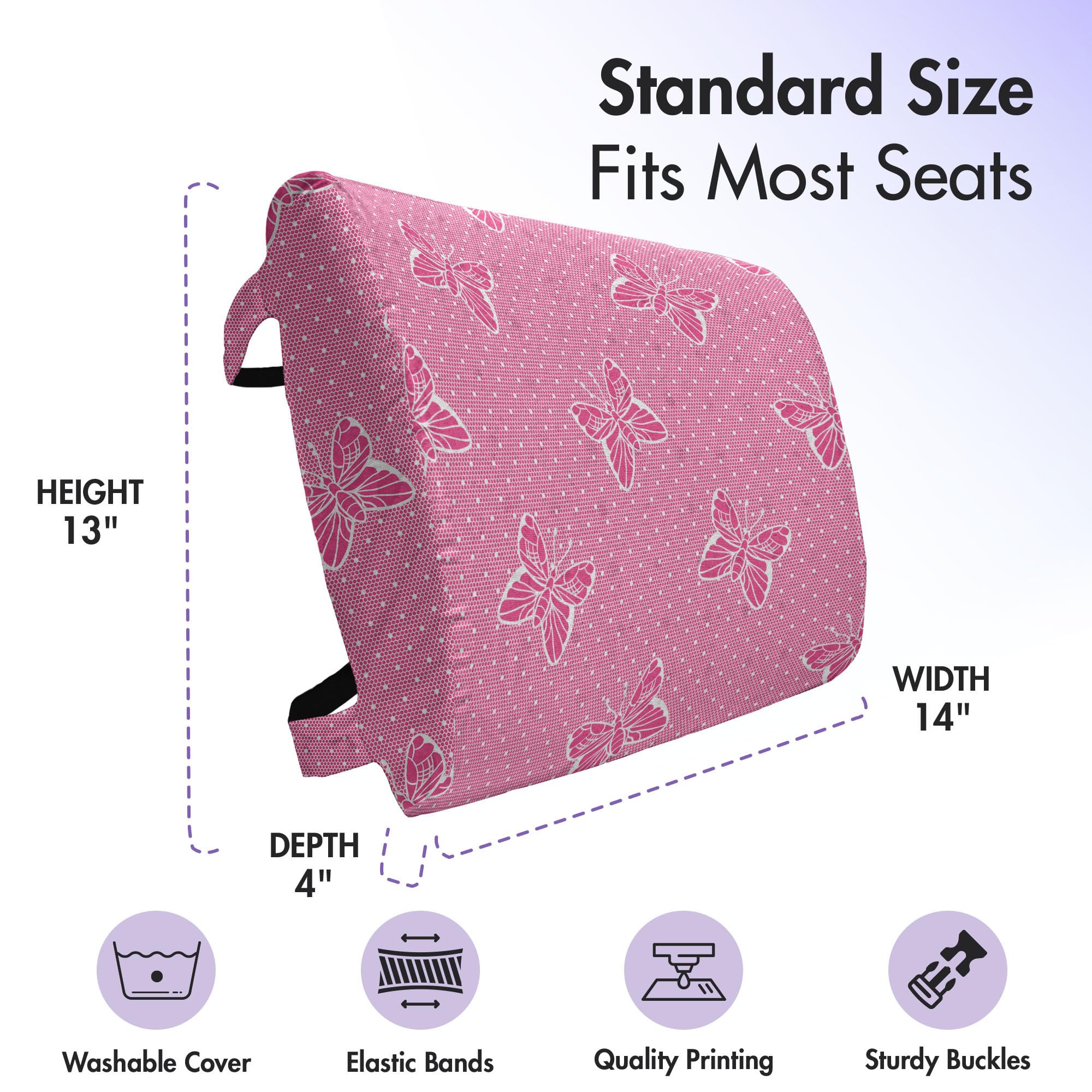 Ambesonne Pink Polka Dots Lumbar Support Pillow - High Density Foam for Office Chair & Car Seat - 14