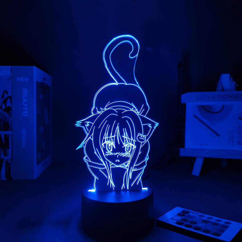 3D Illusion Night Light - Toujou Koneko Anime LED Lamp for Kids Bedroom Decor | 7 Color Changing Touch Control | Perfect Gift for Christmas & Birthday | Ideal for Manga Lovers, Night Light for Girls Room, Study Desk & Nursery Decor