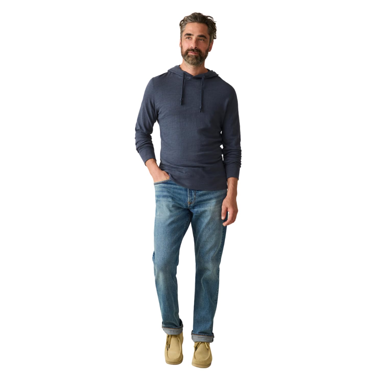Faherty Men's Sunwashed Slub Hoodie - Soft Cotton Pullover Sweatshirt for Casual Wear & Outdoor Activities | Perfect for Lounging, Travel & Cool Weather