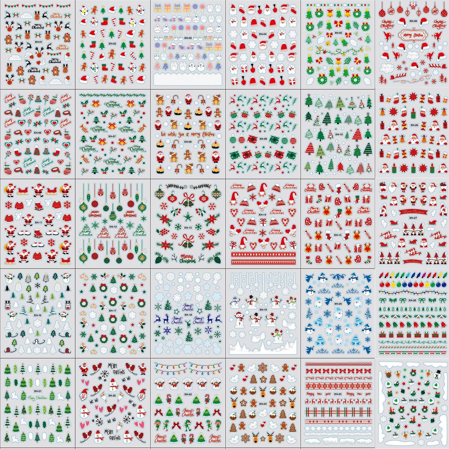 30 Sheets Christmas Nail Art Stickers - 3D Adhesive Snowflake Nail Decals for Women | Holiday Party, Gift Giving & Winter Nail Designs