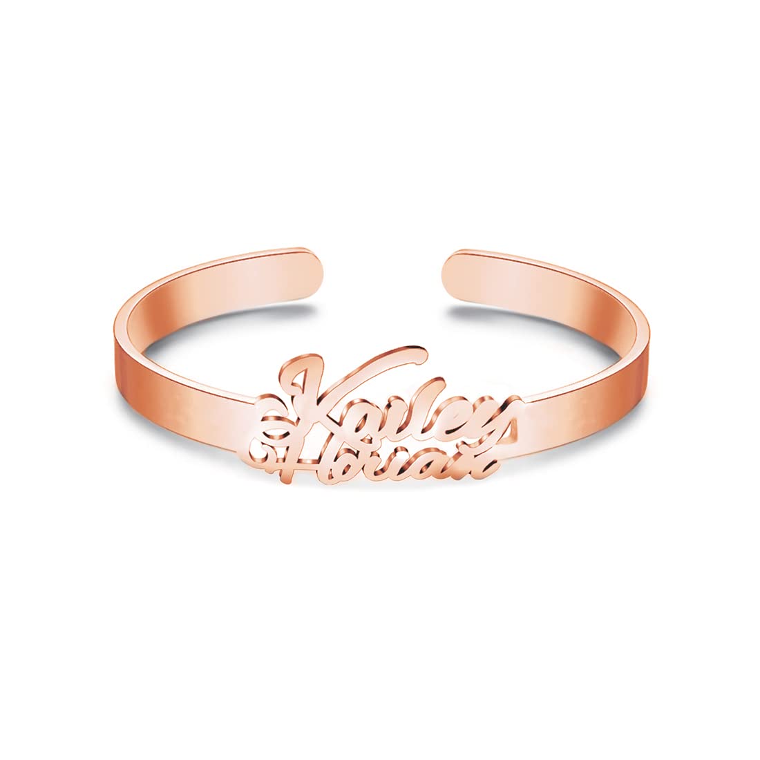 Personalized Name Bracelets for Women - 18K Gold Custom Engraved Name Cuff Bangle Jewelry | Unique Gifts for Mom, Daughter, Wife | Perfect for Birthdays, Anniversaries & Special Occasions