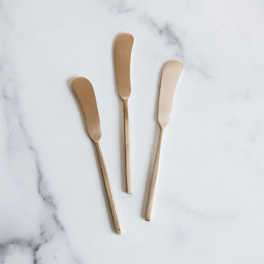 Premium Brass Spreading Knife - High-Quality Butter & Cheese Spreader for Kitchen, Charcuterie Boards & Gourmet Food Presentation