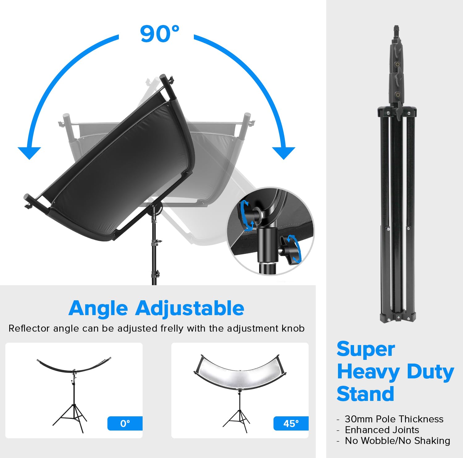 LimoStudio 70 x 24 Inch Heavy Duty Clamshell Lighting Reflector Kit - White, Black, Silver & Gold Diffusers with Tripod Stand | Perfect for Photography, Video Studio & Portrait Lighting (Model AGG2809)