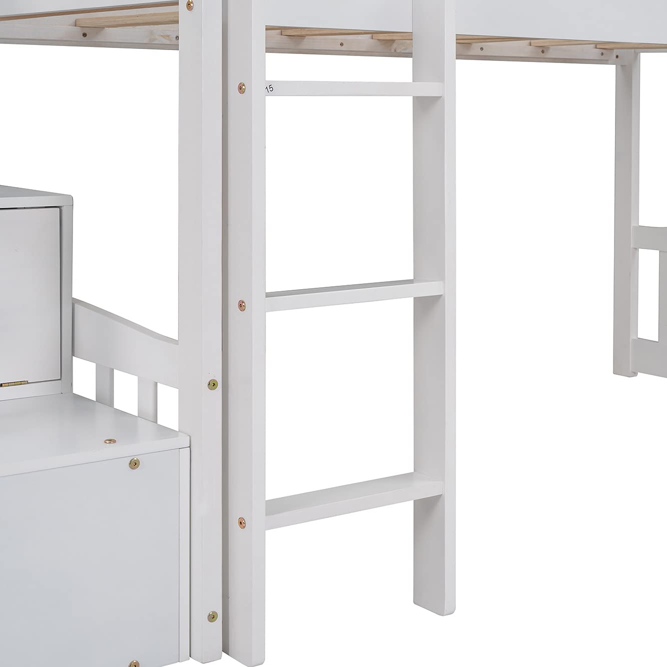 **Kids Twin Loft Bed with Slide & Storage - Solid Wood House Loft Bed with Pitched Roof, Guardrails, 3-Step Stairs & 2 Drawers (White & Wood) - Perfect for Small Bedrooms, Playrooms & Sleepovers**