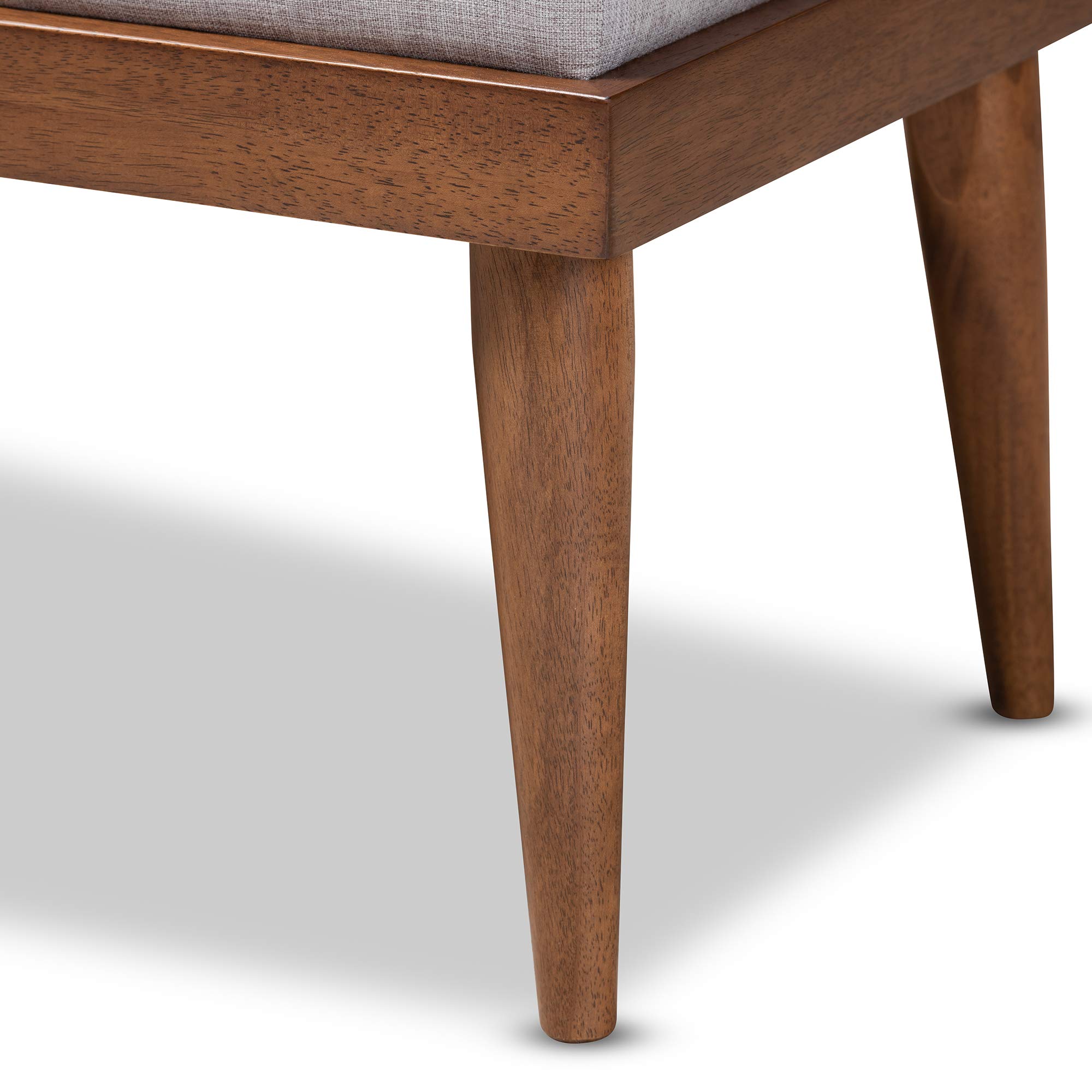 Baxton Studio Modern Wooden Bench with Walnut Finish - Stylish Grayish Beige Upholstered Seat - Perfect for Entryway, Bedroom or Living Room Furniture