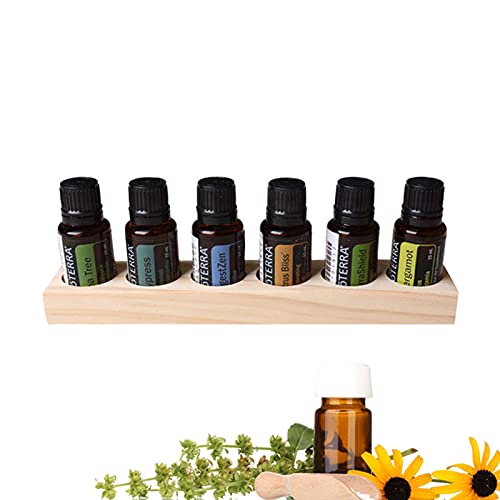 6-Slot Wooden Essential Oil Organizer & Nail Polish Display Stand - Durable Makeup Storage Shelf for 5ml/10ml/15ml/20ml Bottles - Perfect for Vanity, Bathroom & Spa Organization (Rose Flower Design)