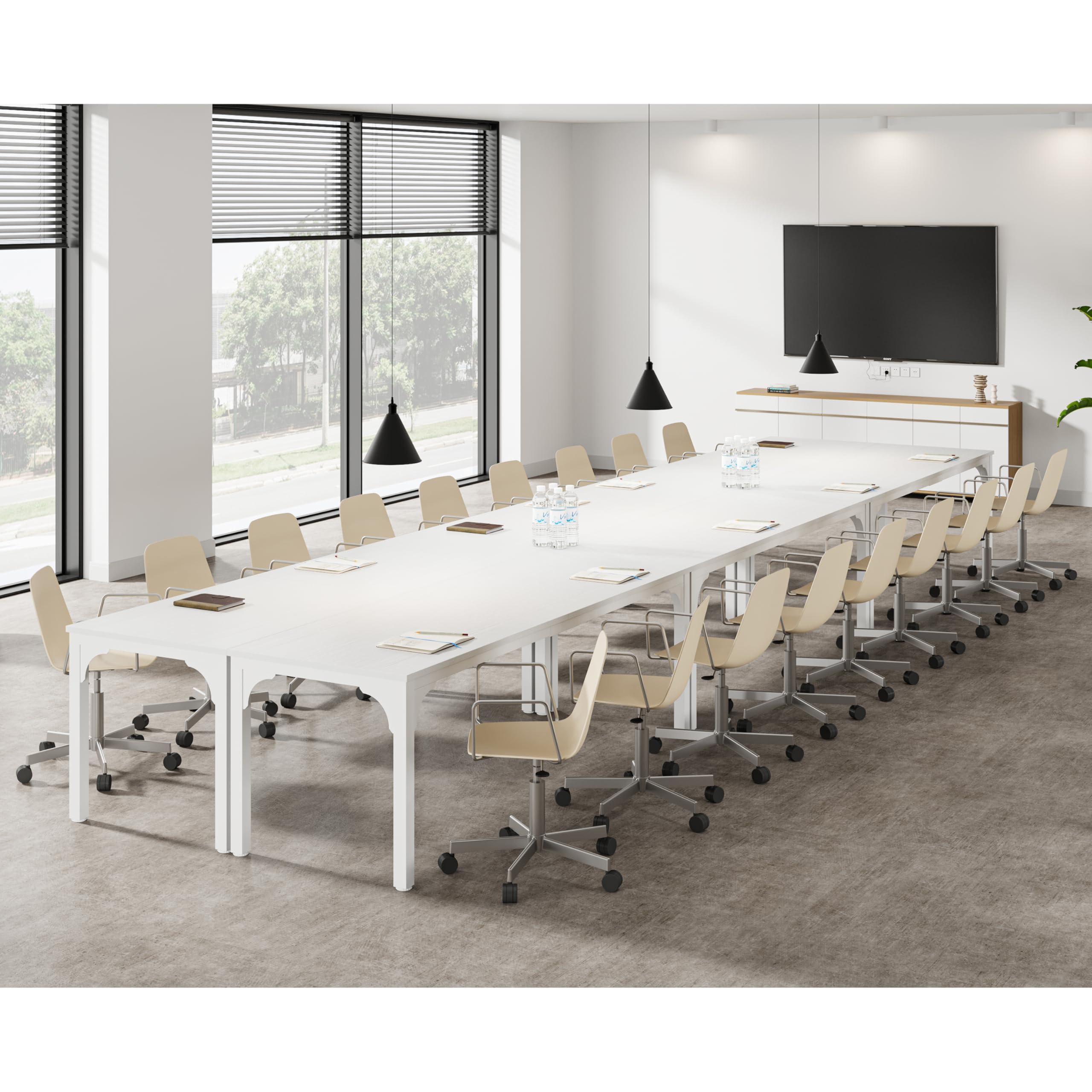 6.56 FT Large Rectangle Conference Table - Super Sturdy Meeting & Seminar Table for 6-8 People, White Business Desk - Perfect for Office Meetings, Team Collaboration & Conference Rooms