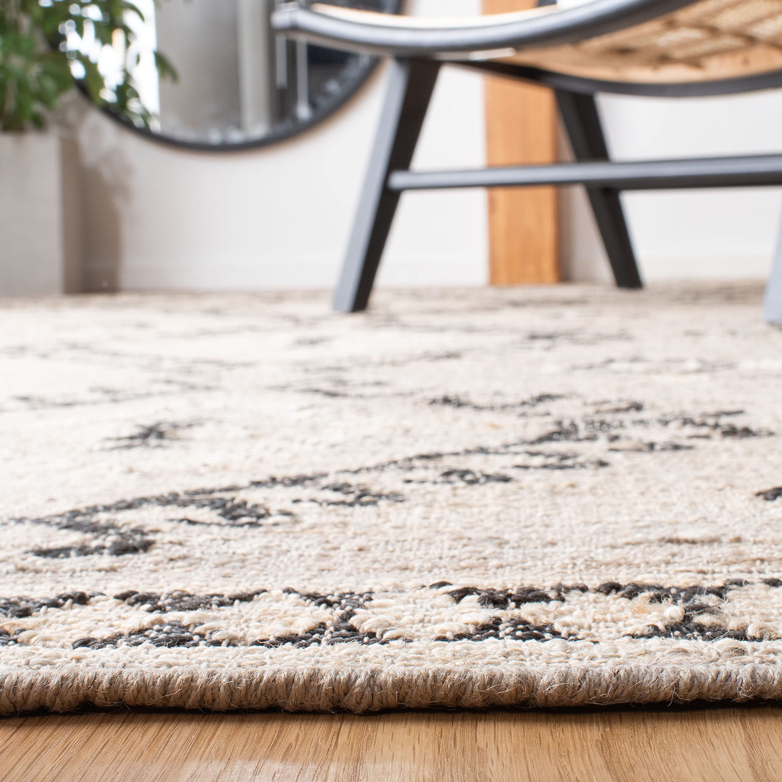 SAFAVIEH Kilim Collection 7' Square Grey/Black KLM762F Handmade Flatweave Premium Jute Area Rug - Perfect for Living Room, Dining Room & Bedroom Decor