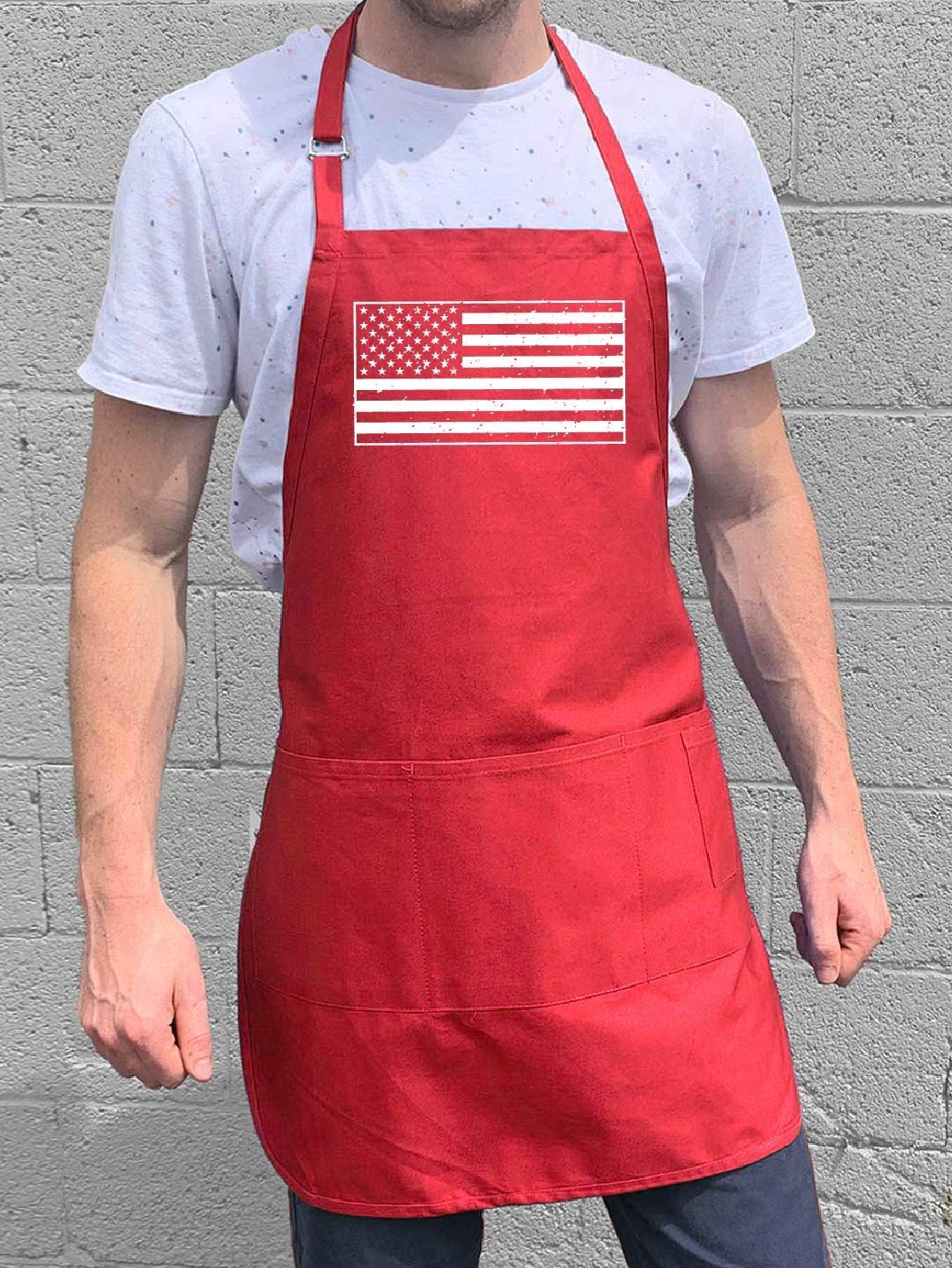 Adjustable USA Flag BBQ Apron for Men - One Size Fits All - Perfect for Grilling, Barbecue Parties & Outdoor Cooking
