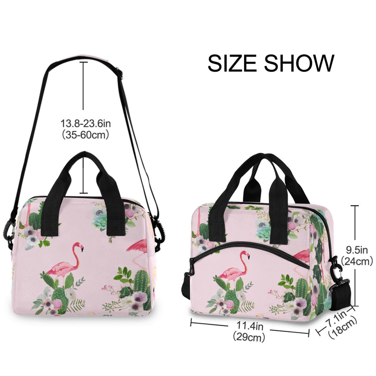 Flamingo & Cactus Insulated Lunch Bag for Women & Men - Reusable Thermal Tote with Adjustable Shoulder Straps - Perfect for Work, School, Picnics & Outdoor Activities