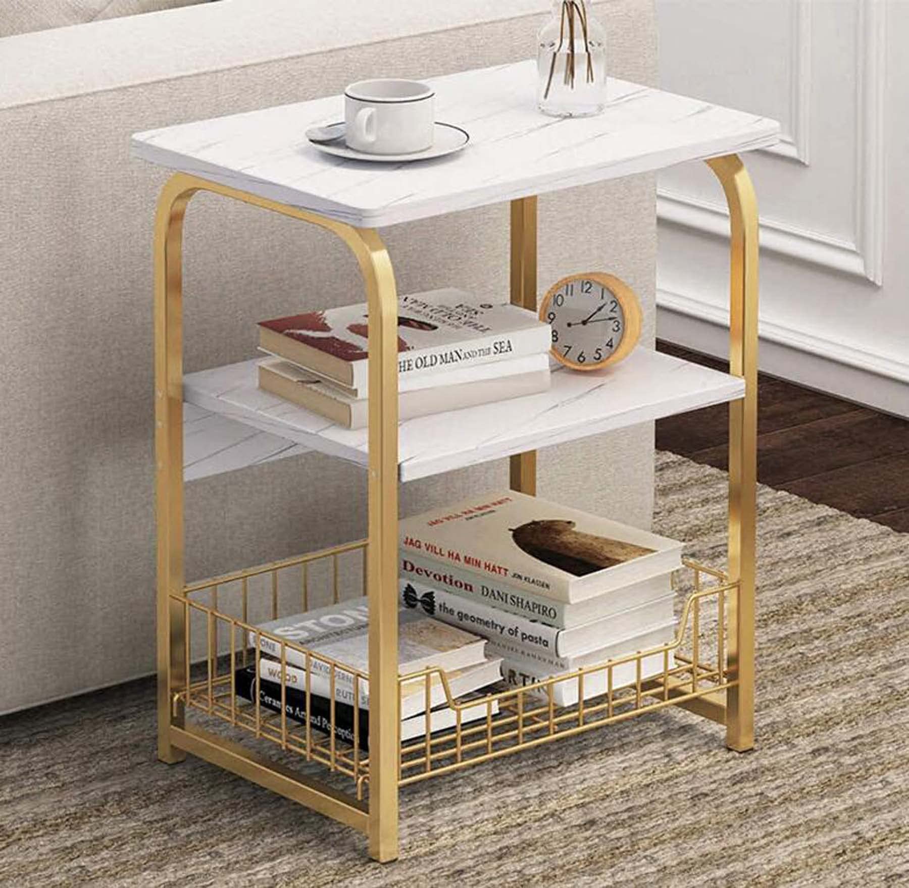 3-Tier Rustic Metal Nightstand with Storage Shelf - Easy Assembly Steel End Table for Bedroom, Living Room, Office - Perfect as Bedside Table, Entryway Accent or Small Tea Table