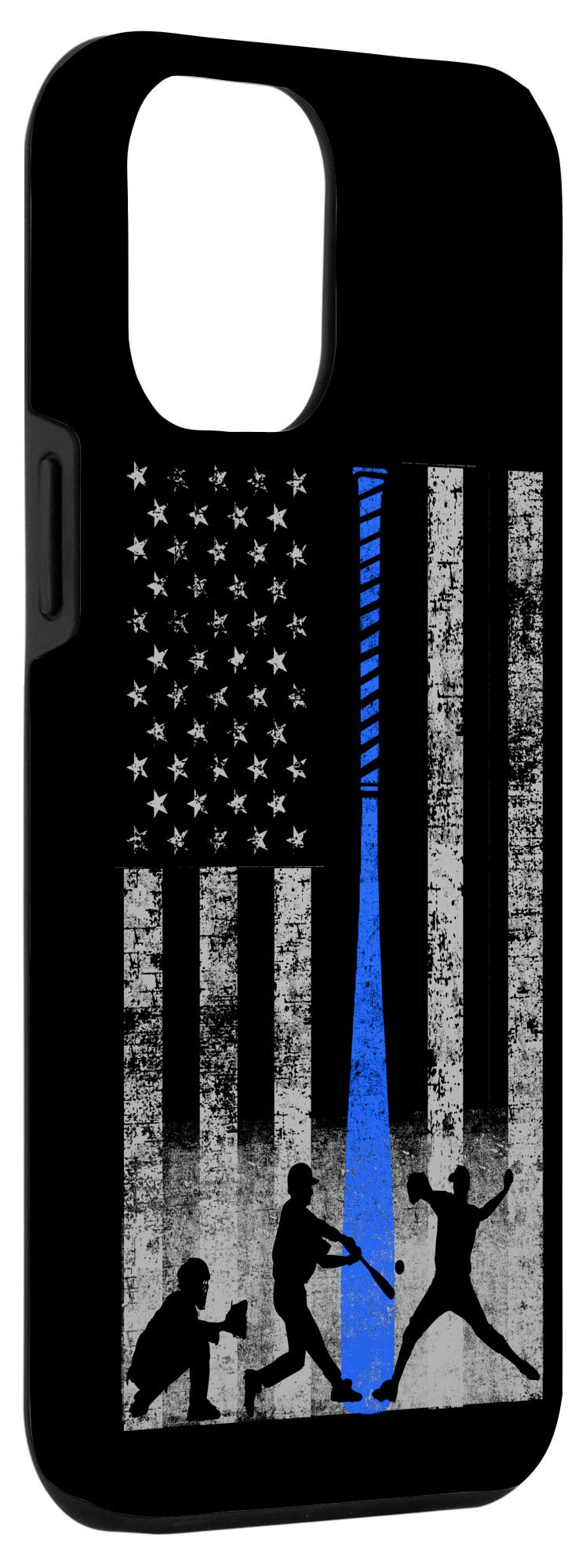 iPhone 12 Pro Max Baseball Bat Design Flag Case - Blue Protective Phone Cover for Baseball Fans | Perfect for Games, Tailgating & Team Spirit