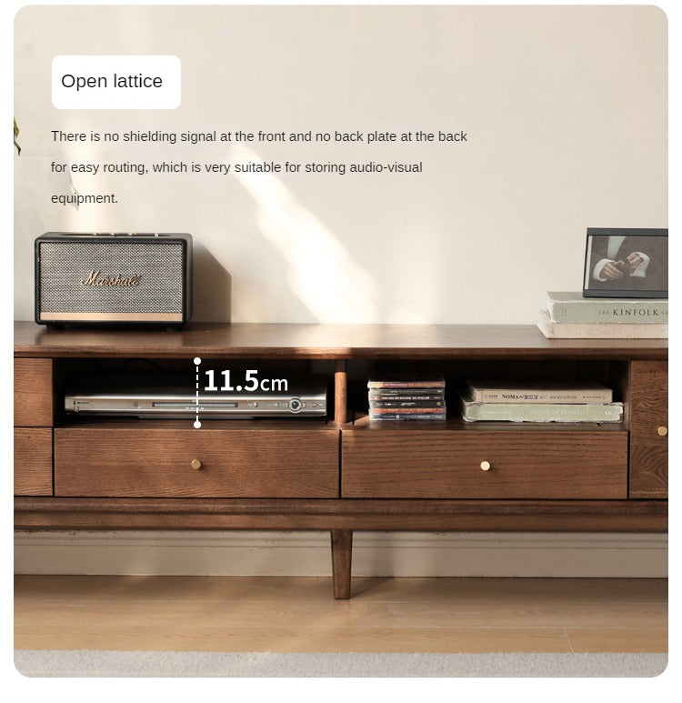 Stylish Oak Solid Wood Modern TV Stand - Nordic Design for Living Room & Entertainment Center | Perfect for 55-75 Inch TVs