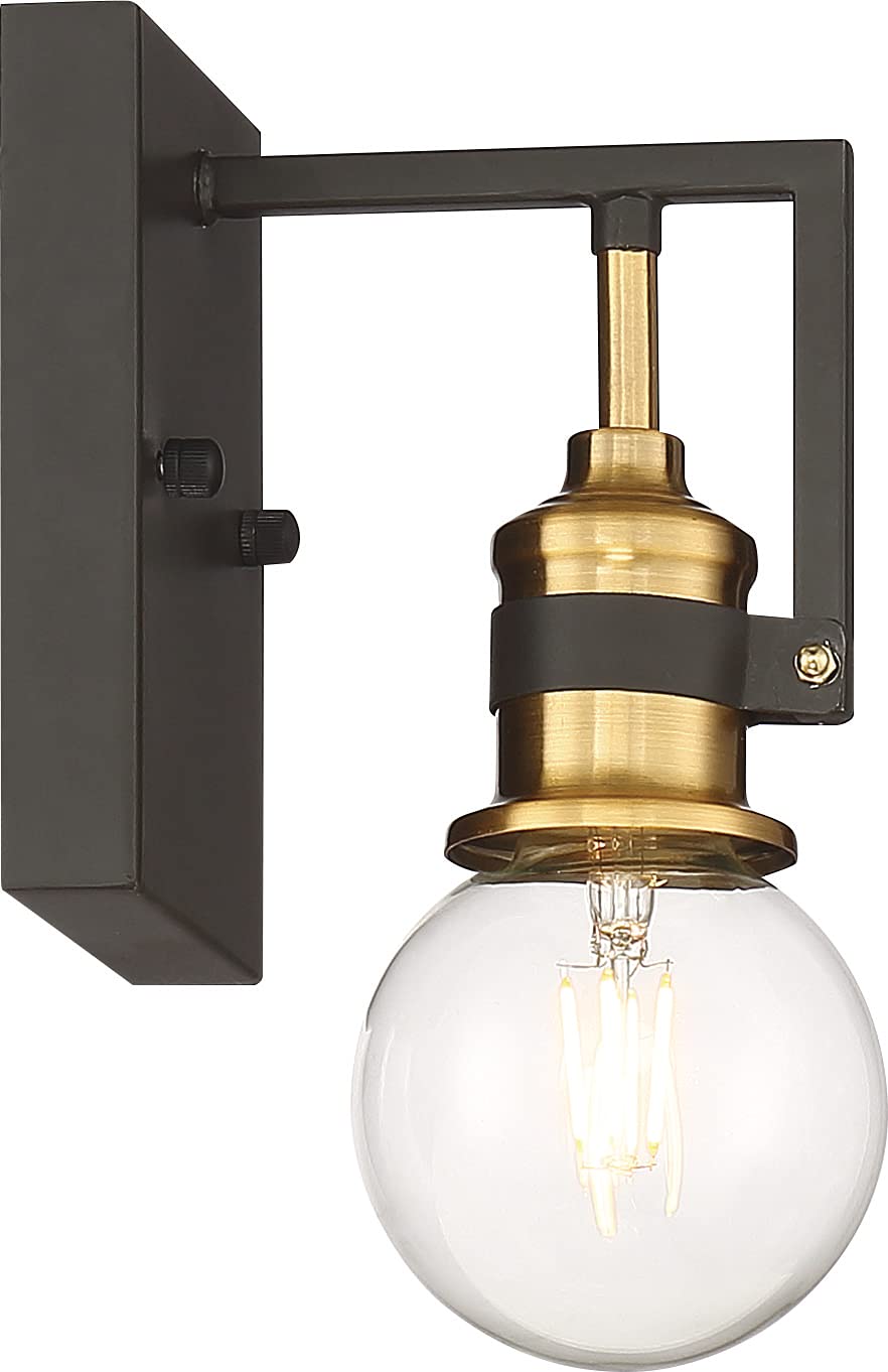 Nuvo 60/6971 Intention Vanity Light - Warm Brass & Black Finish - Single Light Bathroom Fixture for Modern Vanity Makeup Mirror Lighting