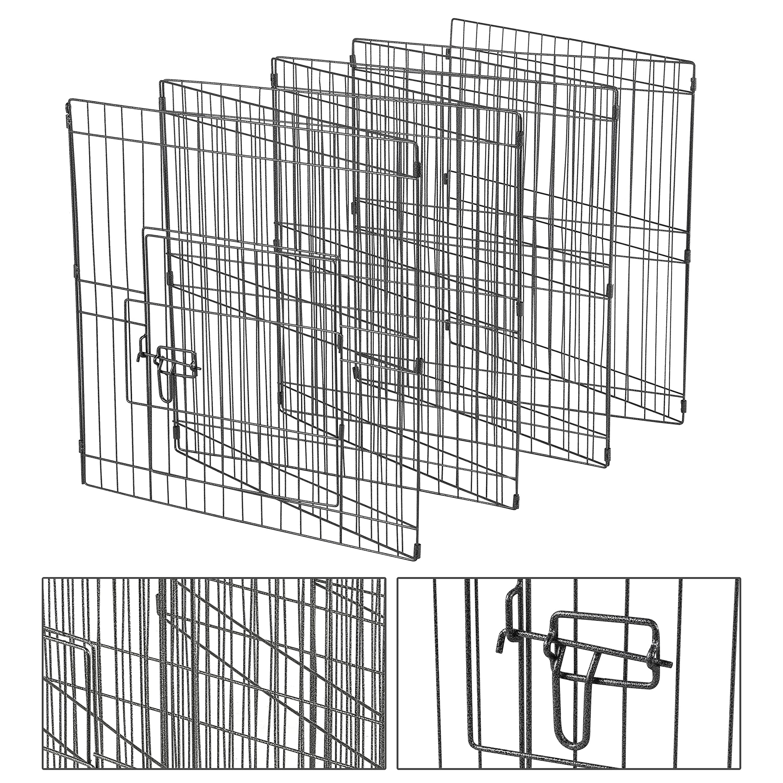 Topeakmart 24 Inch Foldable Metal Puppy Playpen - 24 Panel Portable Pet Fence with Door for Small Dogs | Indoor & Outdoor Use | Exercise Pen for Puppies, Training, Backyard, Travel & Home Safety (Black)