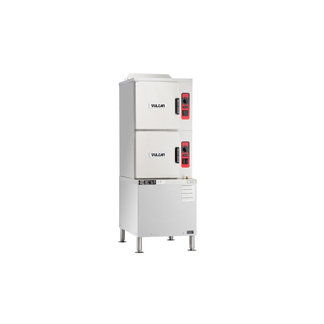 Vulcan 10 Pan Commercial Floor Steamer with Cabinet Base & Basic Controls - Natural Gas Powered - Ideal for Restaurants, Catering & High-Volume Kitchens