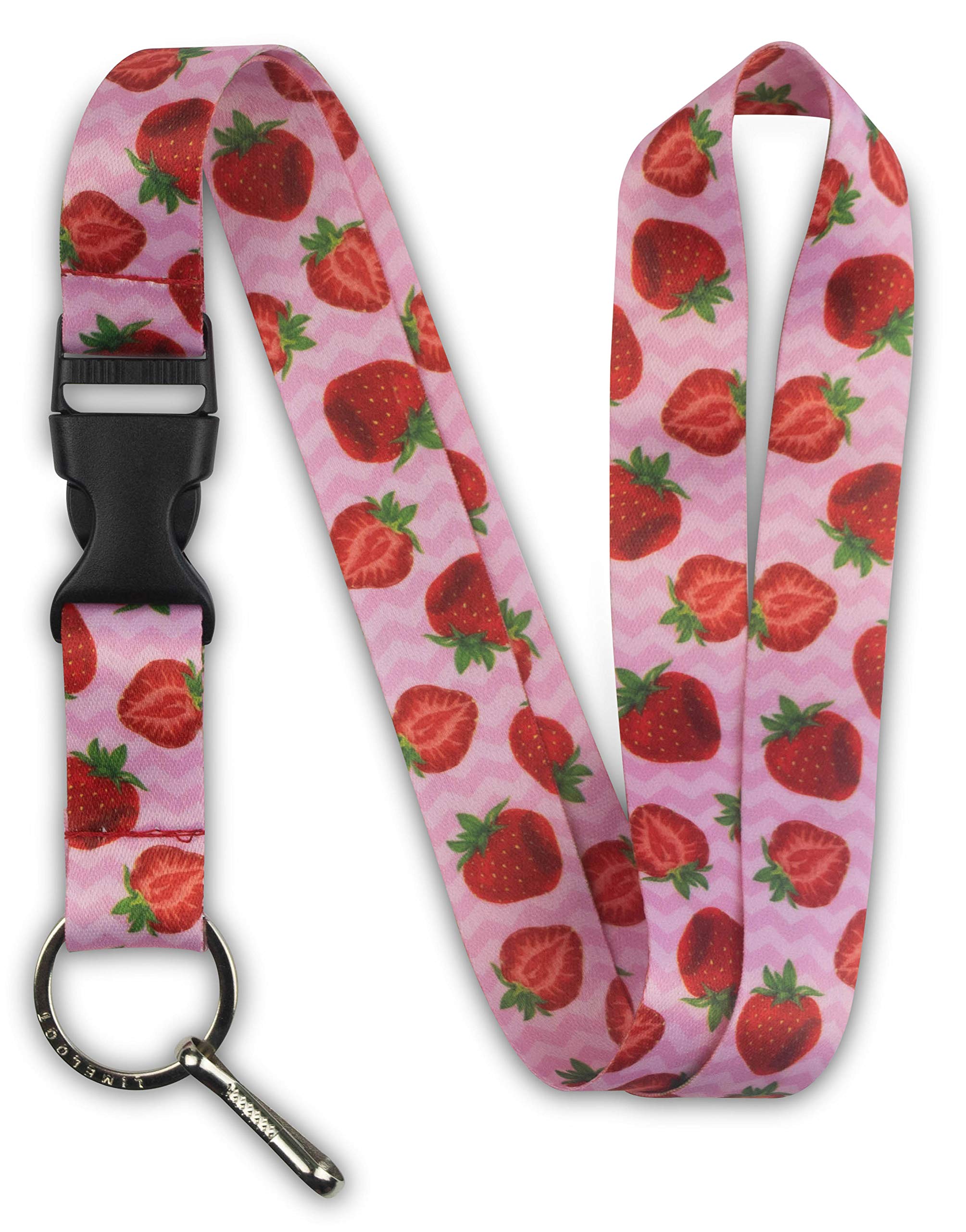 Strawberry Lanyard for ID Badge & Keys with Buckle - Office & School Use