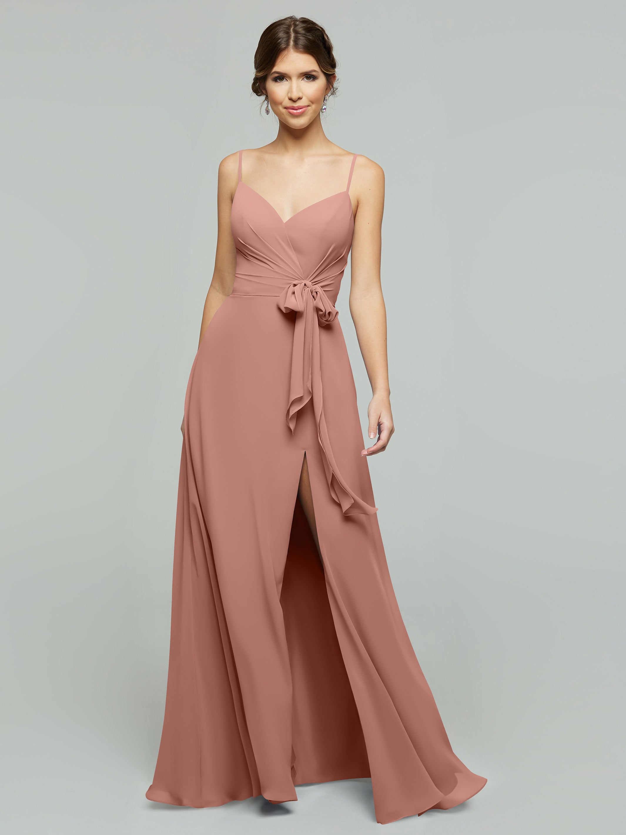 Elegant 80182 Chiffon A-Line Bridesmaid Dress with V-Neck & Spaghetti Straps - Perfect for Weddings, Prom, Formal Events & Special Occasions