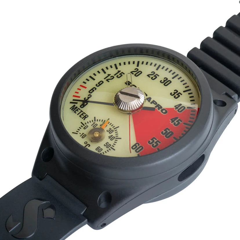 Scubapro Analog Depth Gauge Wrist Mount - Professional Dive Computer for Scuba Diving, Snorkeling & Underwater Exploration