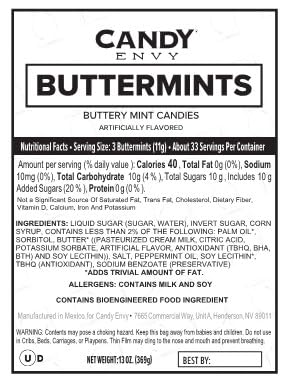 Candy Envy Black Wrapped Buttermints - 13 oz Resealable Bag (100 Individually Wrapped Mints) - Perfect for Parties, Weddings & Office Treats