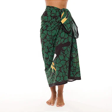 Green Waves Swim Sarong Pareo Cover Up - Stylish Beach Wrap for Women, Quick-Dry Swimwear Cover, Tropical Print Summer Accessory | Perfect for Poolside, Beach Vacations & Resort Wear