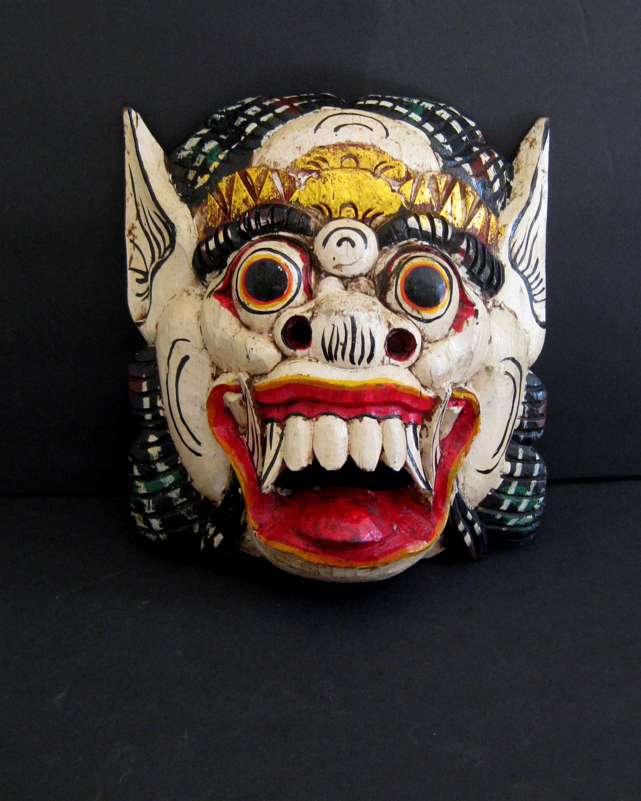 OMA® Barong Mask - Handcrafted African Bali Protection Mask Statue for Good Luck & Fortune | Federal Trademark Logo | Home Decor, Wall Art & Spiritual Gift