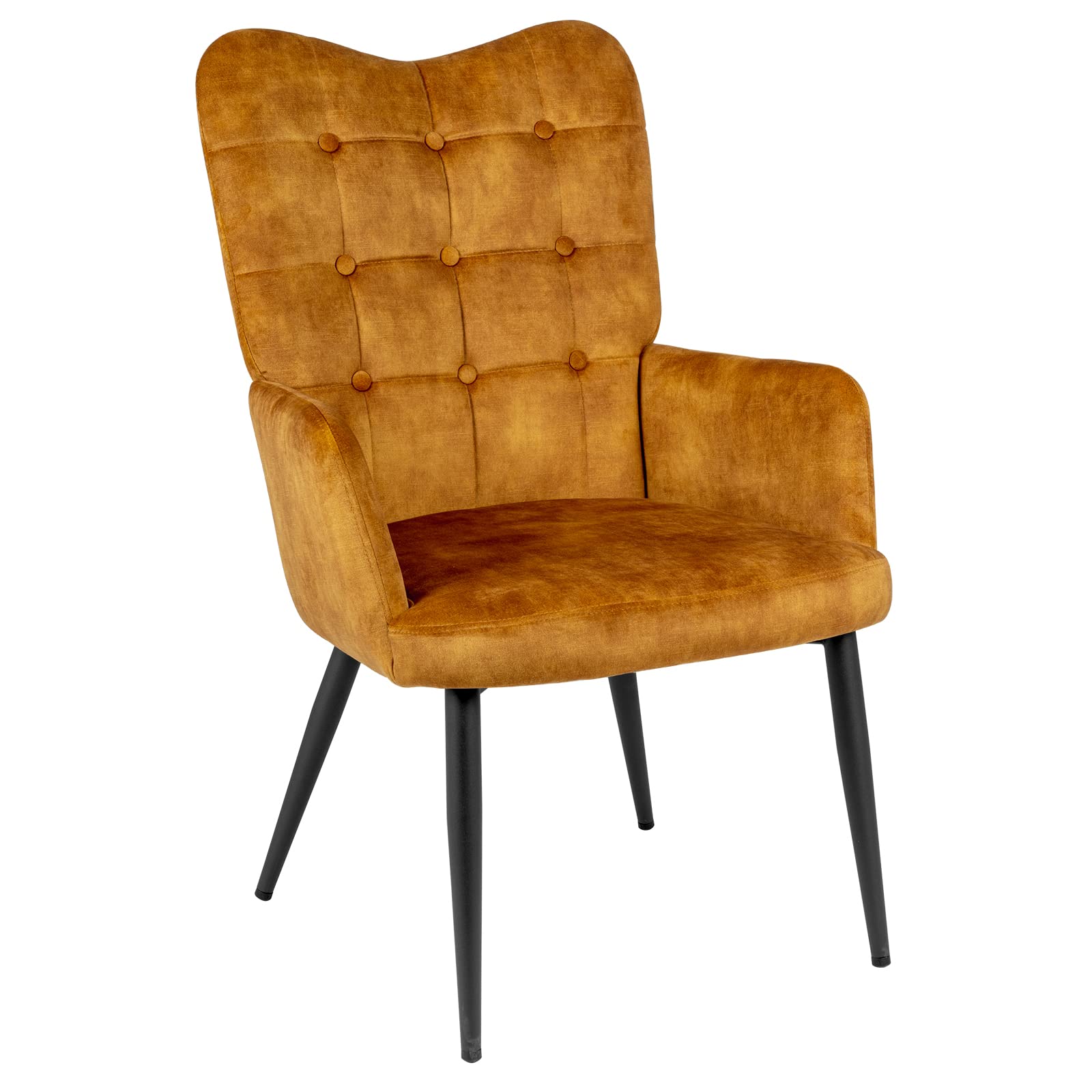 Duhome Modern Velvet Accent Chair - Tufted Button Back Armchair with Upholstered Tall Back - Comfortable Reception Side Chair for Living Room, Bedroom & Office (Yellow) - Perfect for Reading Nooks, Lounge Areas & Home Decor