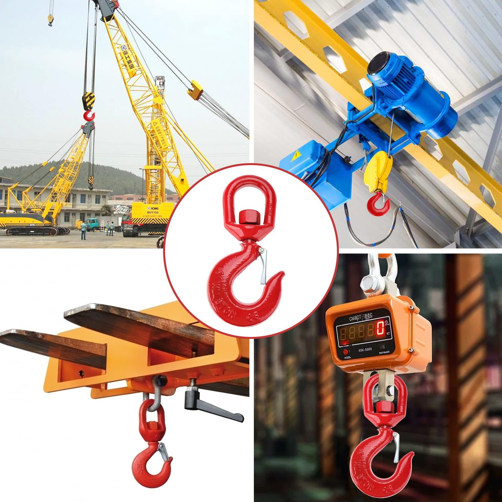 NORJIN 7-Ton Heavy Duty Swivel Hook - Grade 80 Alloy Steel Rigging Swivel with Safety Latch - 15,400 lbs Working Load Limit - Ideal for Crane Lifting, Construction Rigging & Industrial Hoisting Applications