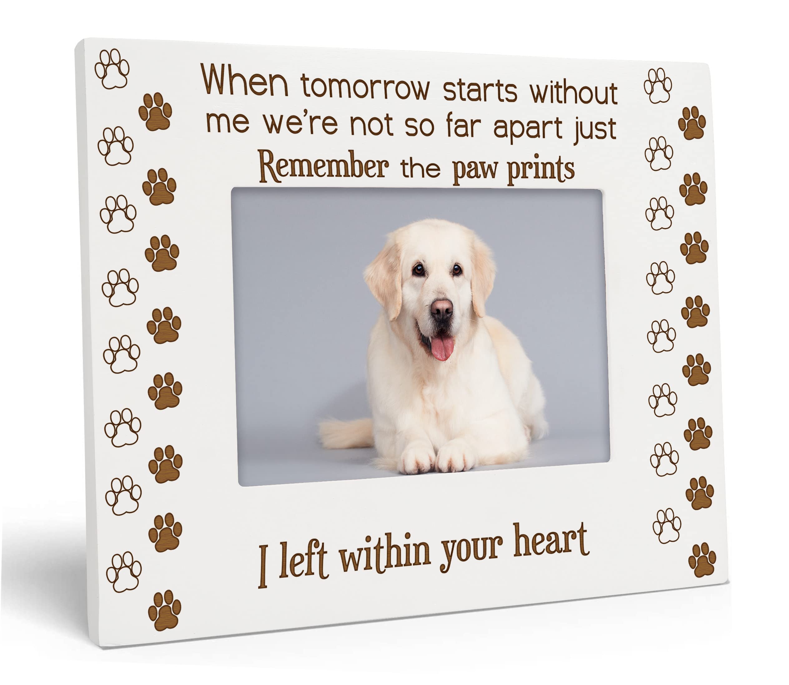 Engraved Wooden Photo Frame 4x6 Inches - 'I Left Within Your Heart' Quote - White Tabletop Picture Frame for Brother's Day Gift - Perfect for Home Decor, Office Desk & Memorial Displays