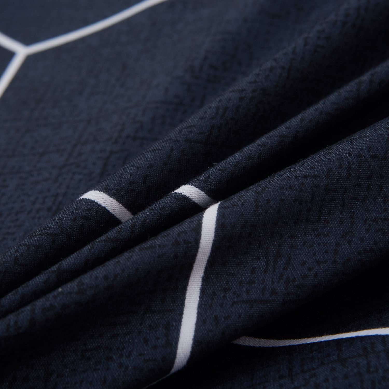Geometric Diamond Duvet Cover Set - Navy Blue Twin Size Bedding with Zipper Closure, Reversible Quilt Comforter Cover for Kids, Boys & Teens (1 Duvet Cover + 2 Pillow Shams) | Modern Kids Room Decor, Teen Bedroom Upgrade, Soft & Stylish Bedding Set for Boys & Girls