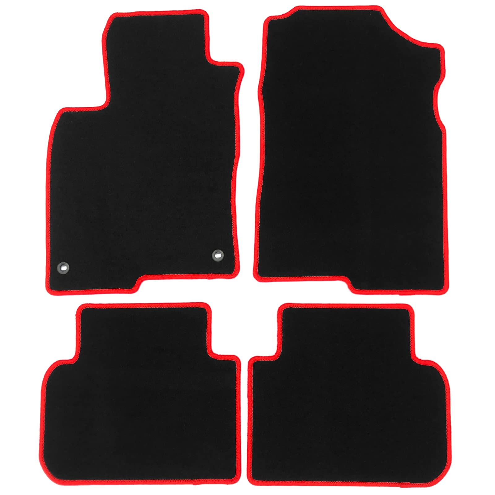 IKON MOTORSPORTS Custom Fit All-Weather Floor Mats for 2022-2024 Honda Civic Sedan & Hatchback 4-Door & Acura Integra - Black with Red Trim Heavy Duty Nylon Car Mats 4-Piece Set - Perfect for Daily Commute, Road Trips and All-Season Protection