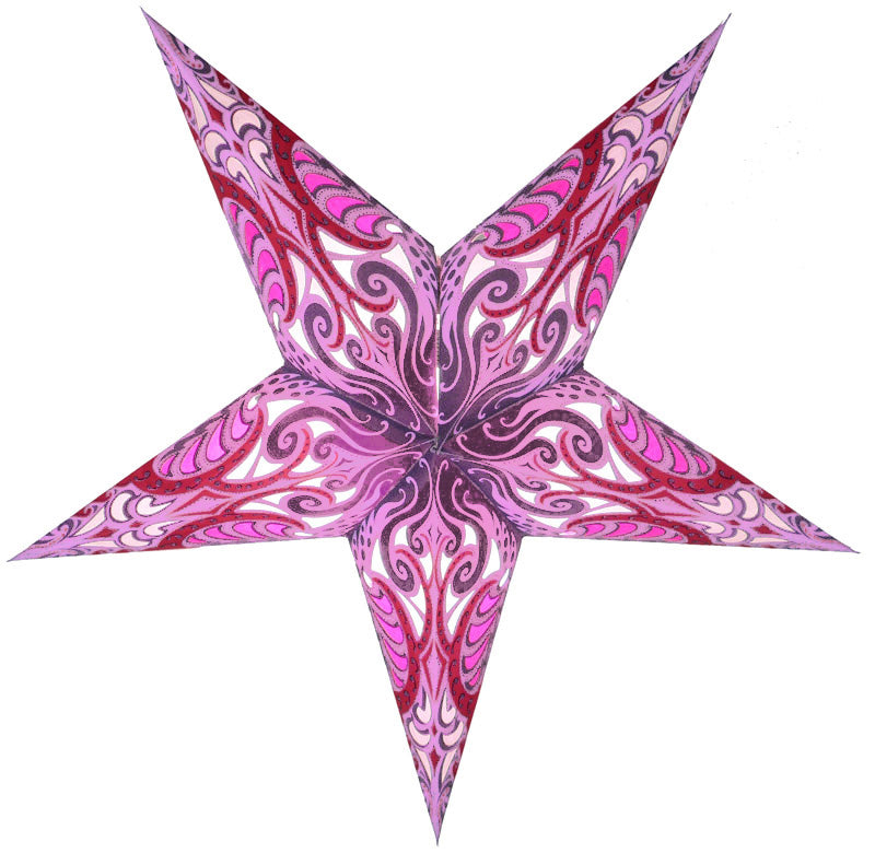24 Pack Lavender Purple Splash Paper Star Lanterns - Elegant Hanging Wedding & Party Decorations for Indoor/Outdoor Events, Baby Showers & Home Decor