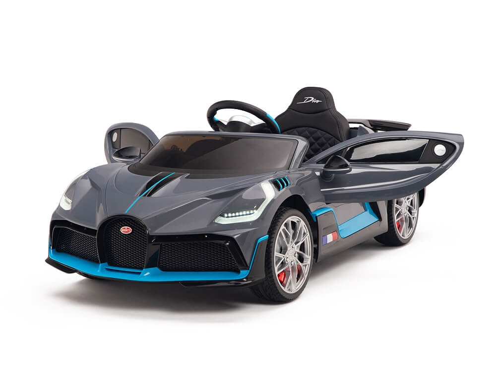 12V Bugatti Divo Kids Electric Ride-On Car with Remote Control - Gray Battery-Powered Toy Vehicle for Boys & Girls - Perfect for Indoor & Outdoor Play, Birthday Gifts, and Pretend Driving Fun