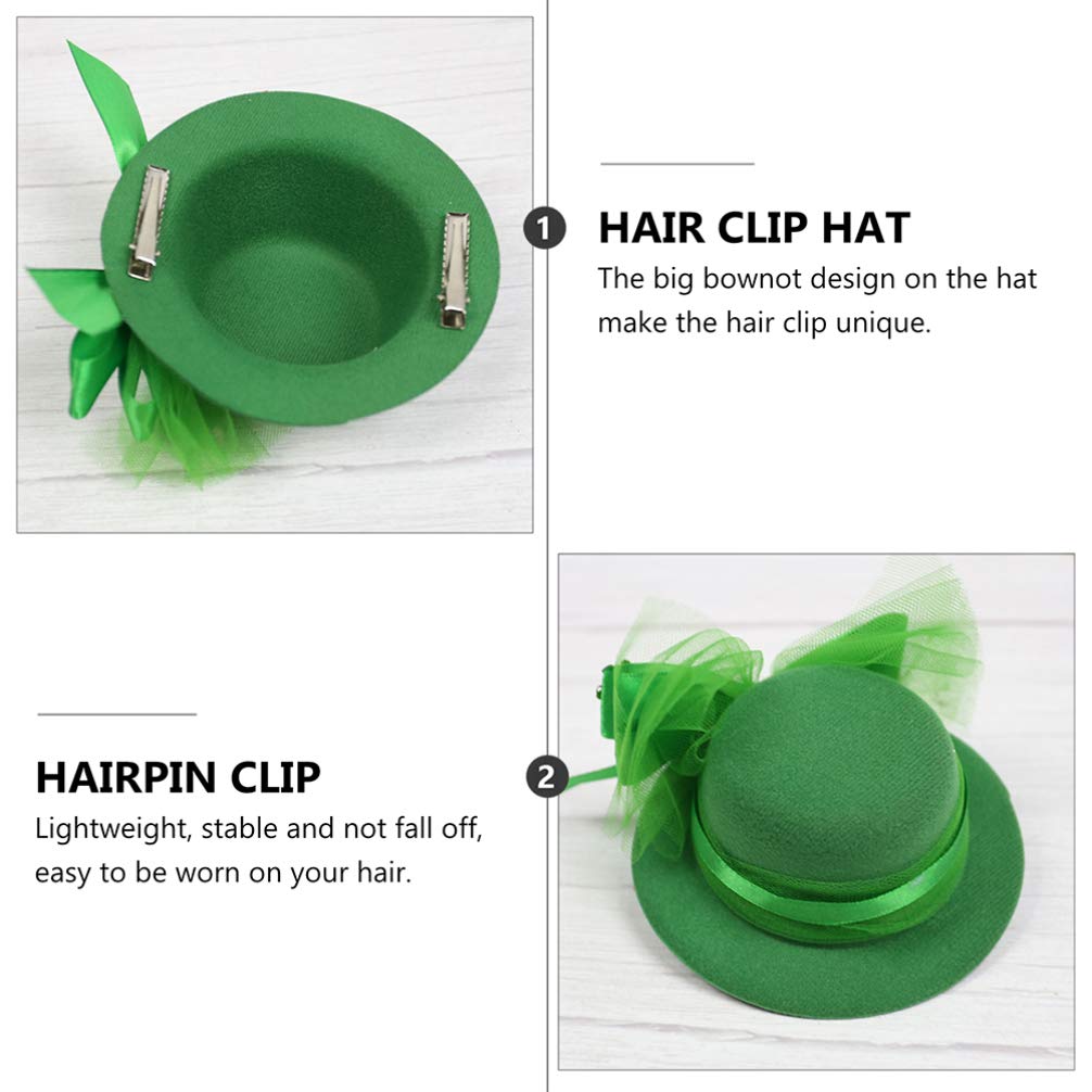 **ABOOFAN 2-Pack St. Patrick's Day Hat Hair Clips - Green Mini Hat Hairpins, Festive Hair Accessories for Women & Girls - Perfect for Parties, Parades & Themed Events**