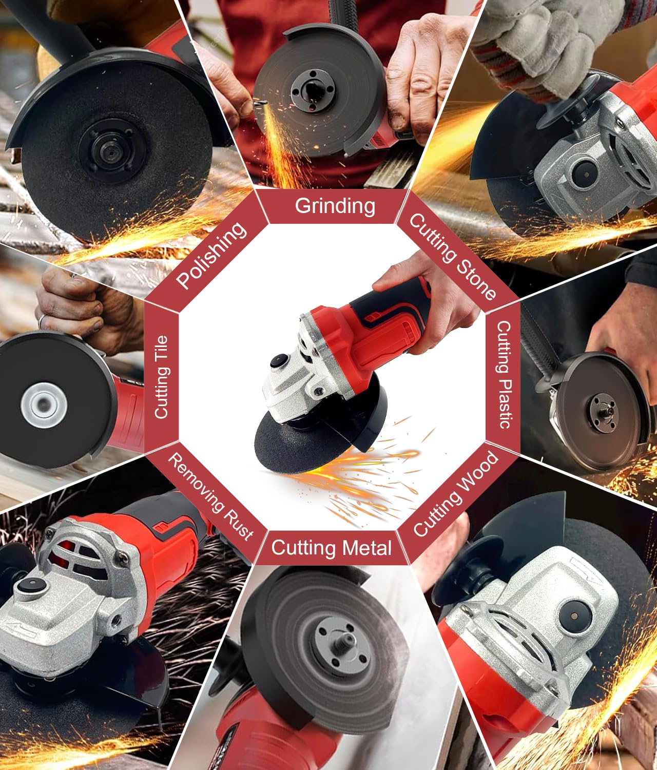 Milwaukee 18V Battery 48-11-1850 Cordless Angle Grinder - 11000 RPM Brushless Motor, 3 Variable Speeds, 4-1/2