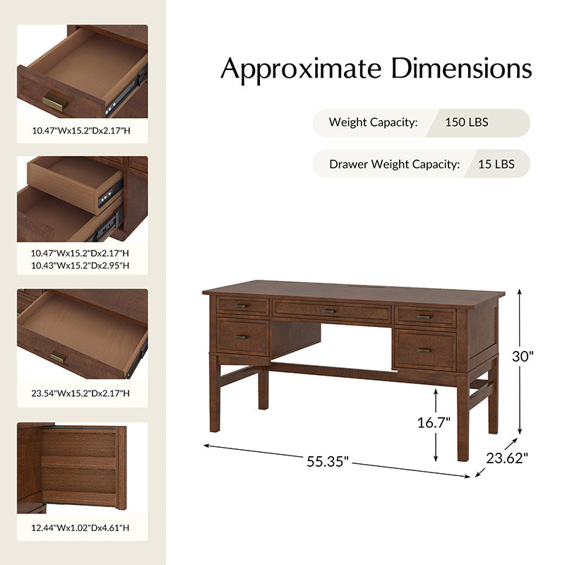 Raquel Modern Transitional Office Desk with Cable Management Hole - Stylish Home Office Desk for Remote Work & Study