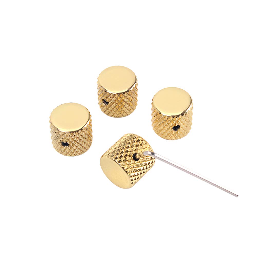 SUPVOX 4-Piece Metal Guitar Knobs with Wrench - Volume & Tone Control Replacement Parts for Electric Bass Guitar (Golden) - Perfect for DIY Repairs & Sound Customization