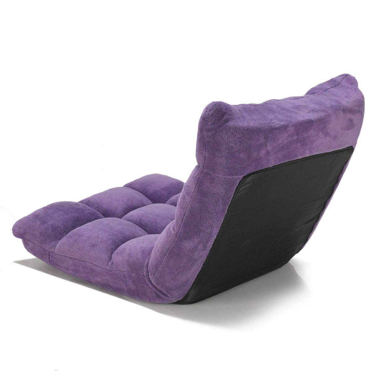 14-Position Adjustable Floor Chair - Foldable Gaming Sofa with Cushion (Purple) for Living Room, Bedroom, or Game Room Comfort