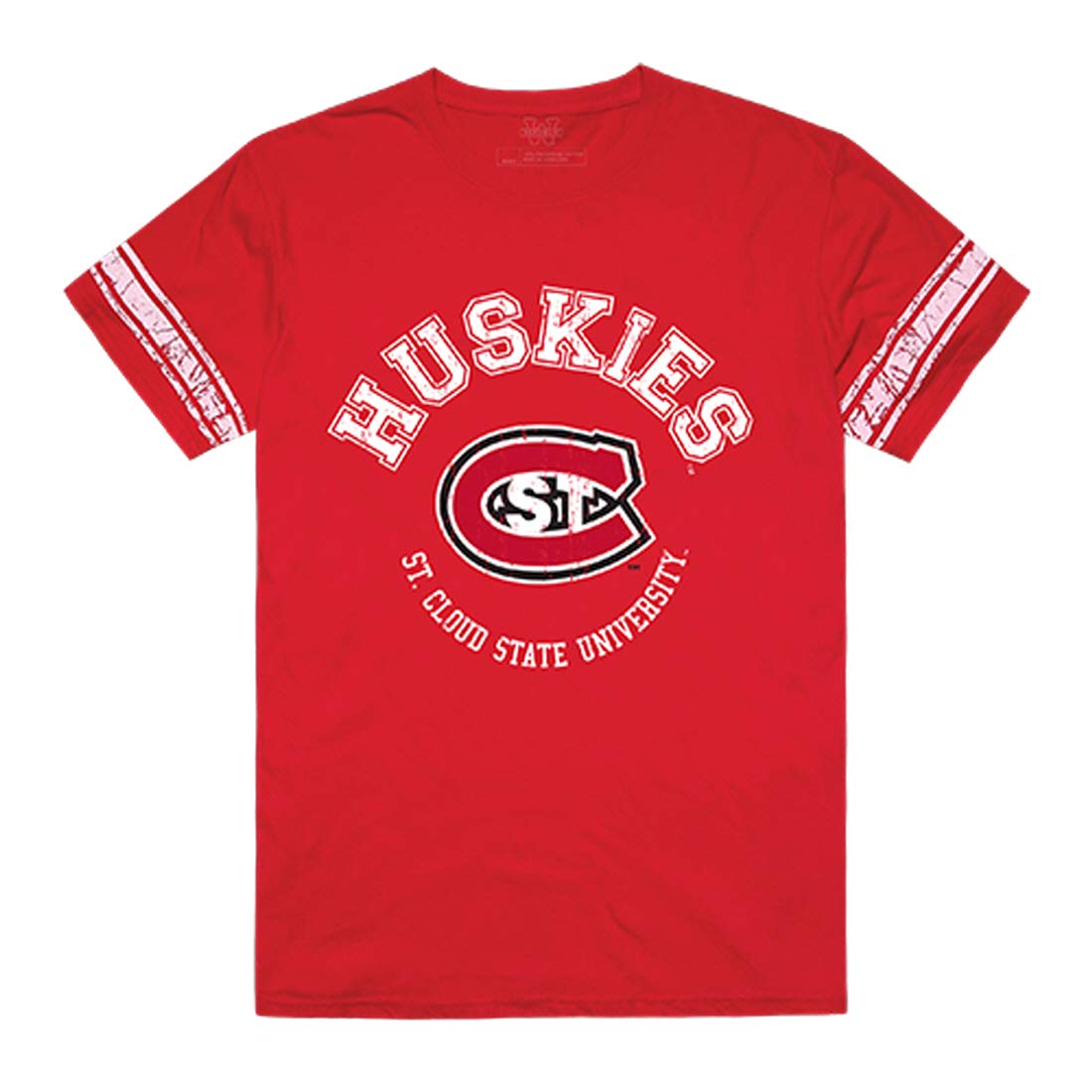 St. Cloud State University Huskies NCAA Men's Football T-Shirt - Red Arch Tee for Game Day & Fan Apparel