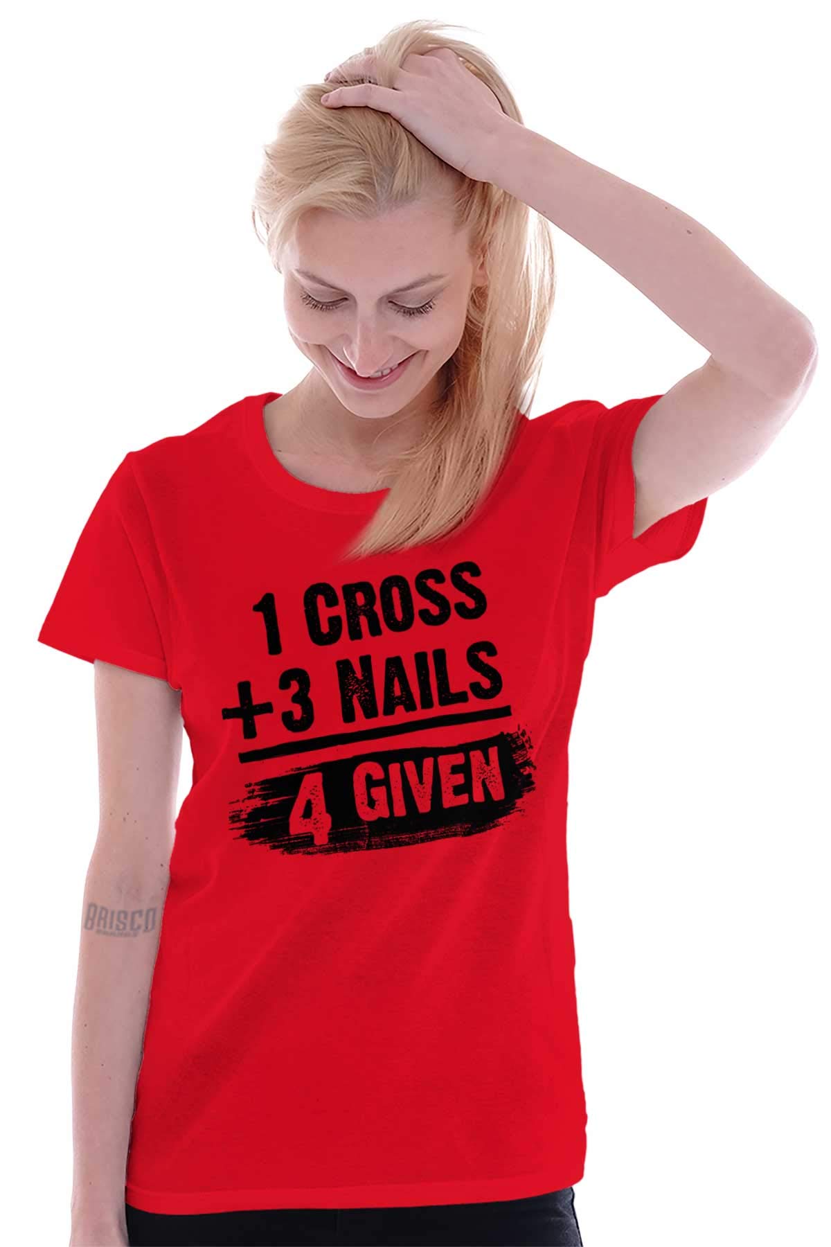 Forgiven Women's Graphic Tee - Trendy Junior Top with Cross & Three Nails Design | Perfect for Church, Bible Study & Christian Outfits