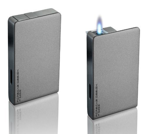 Porsche Design PD9 Grey Jet Torch Flame Lighter - Windproof Refillable Butane Lighter for Cigars, Candles & Outdoor Use | Premium Metal Cigar Accessory for Men