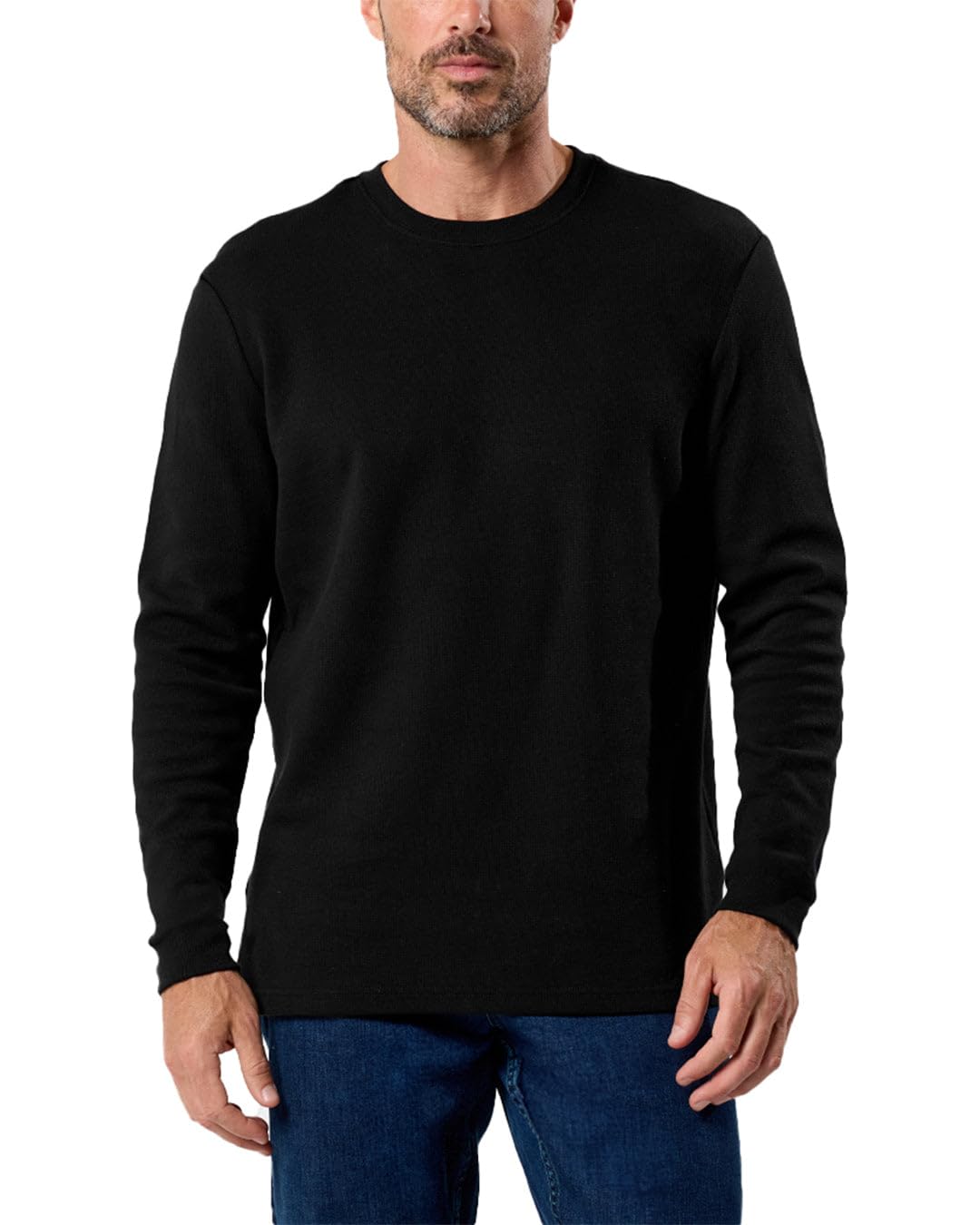 INTO THE AM Men's Long Sleeve Waffle Knit Thermal Shirt - Premium Crew Neck Long John Top (S-4XL) | Warm Winter Base Layer for Outdoor Activities & Casual Wear