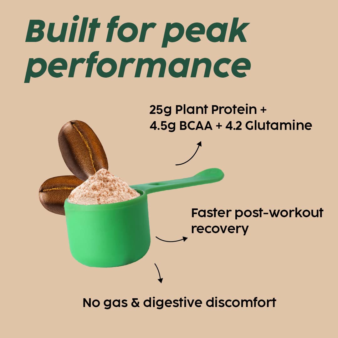 PLIX Vegan Plant Protein Powder - 25g Pea & Brown Rice Protein Blend, 1KG Cafe Mocha Flavor | Sugar Free, Gluten Free Plant-Based Protein Supplement for Smoothies, Baking & Post-Workout Recovery