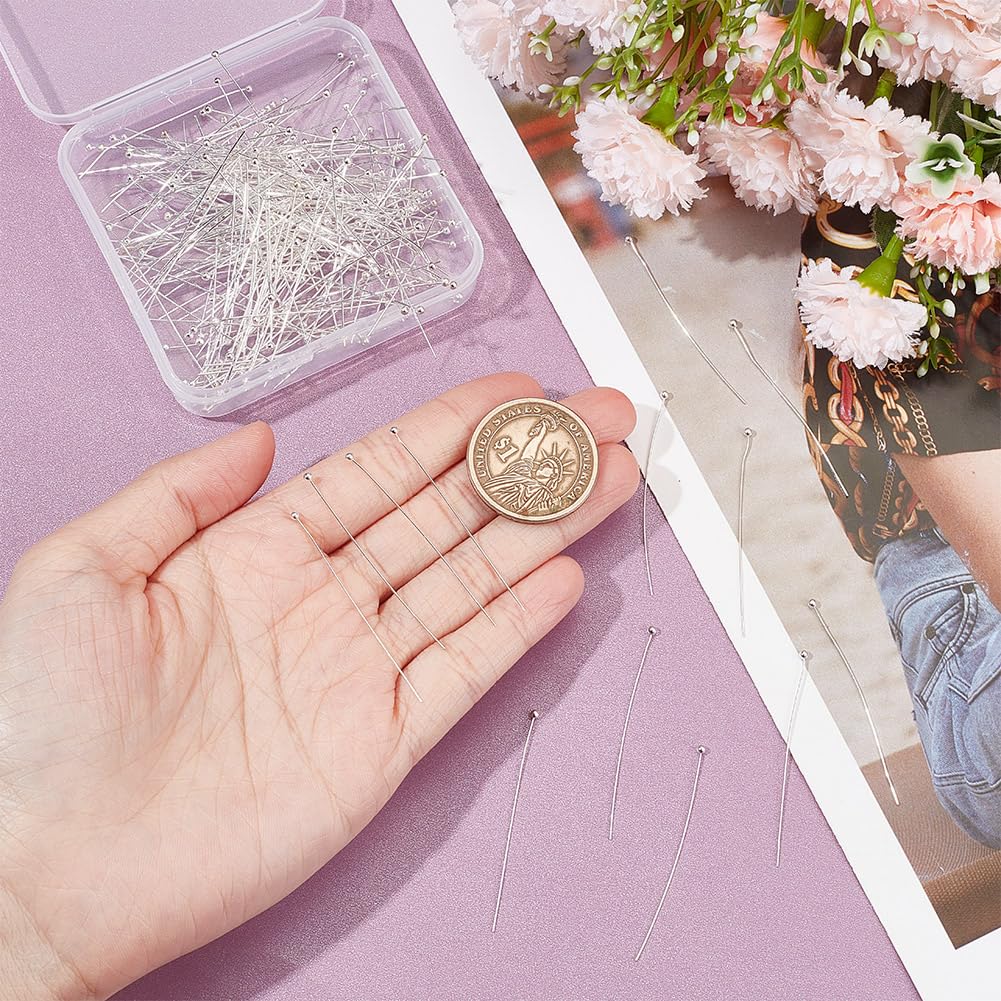 400 Pcs Brass Ball Head Pins, 24 Gauge Silver Wire Jewelry Making Supplies - Perfect for DIY Earrings, Necklaces & Crafting Projects