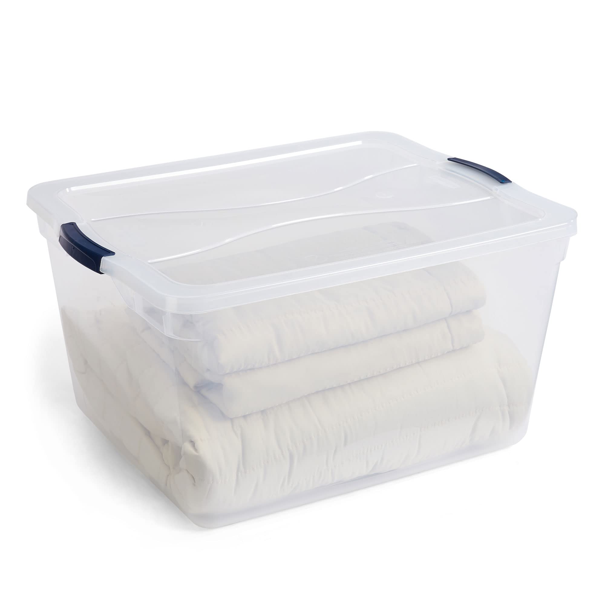 Rubbermaid Cleverstore 74 Quart Clear Plastic Storage Bins with Latching Lids - 4 Pack for Home, Office & Garage Organization - Perfect for Clothes, Toys, Holiday Decor & Seasonal Storage