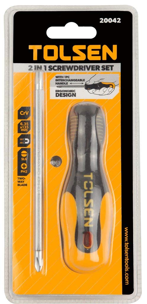 Tolsen 2-in-1 Screwdriver Set with 6.35x160mm Magnetic Tip - Professional Hand Tools for Home Repair, Electronics & DIY Projects