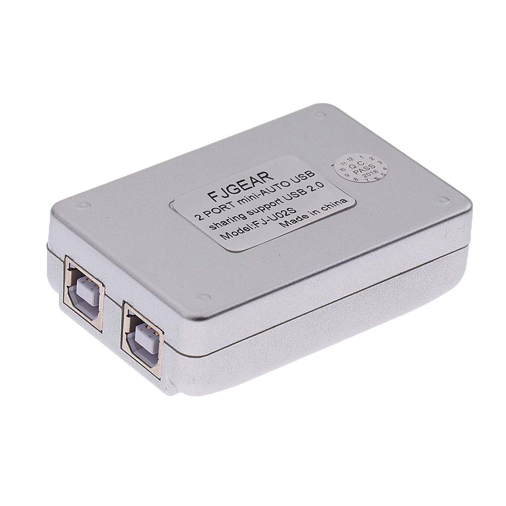 2-Port USB 2.0 Auto Sharing Switch Hub - Printer Scanner Sharing Device for Multiple Computers | Home Office & Small Business Use