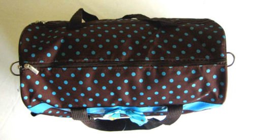 Stylish 19-Inch Duffel & Tote Bag with Brown & Blue Polka Dot Pattern - Perfect for Travel, Gym, and Everyday Use