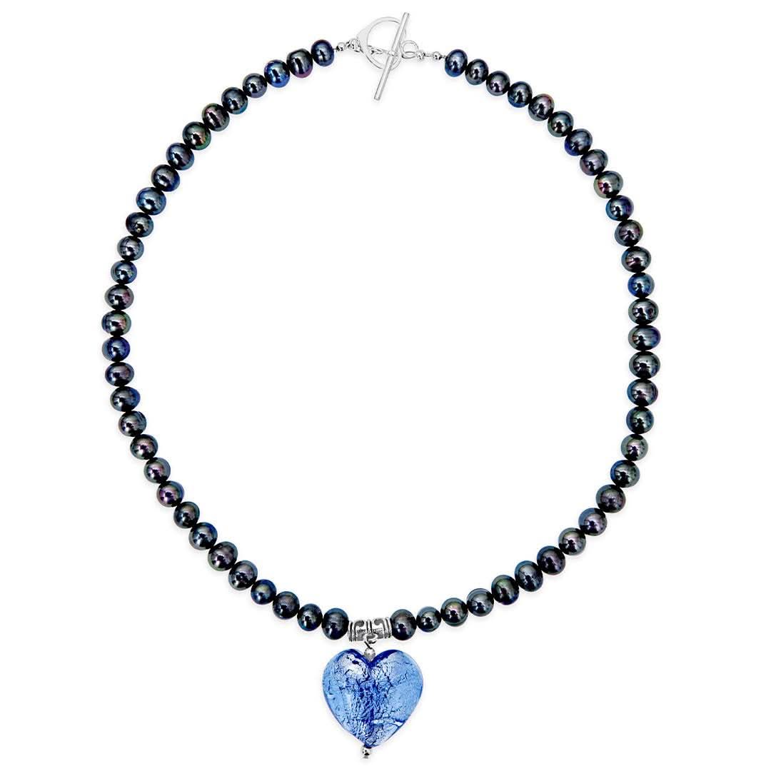 Midnight Pearl Heart Necklace for Women - Elegant 18K Gold Plated Jewelry Gift for Valentine's Day, Anniversary & Special Occasions