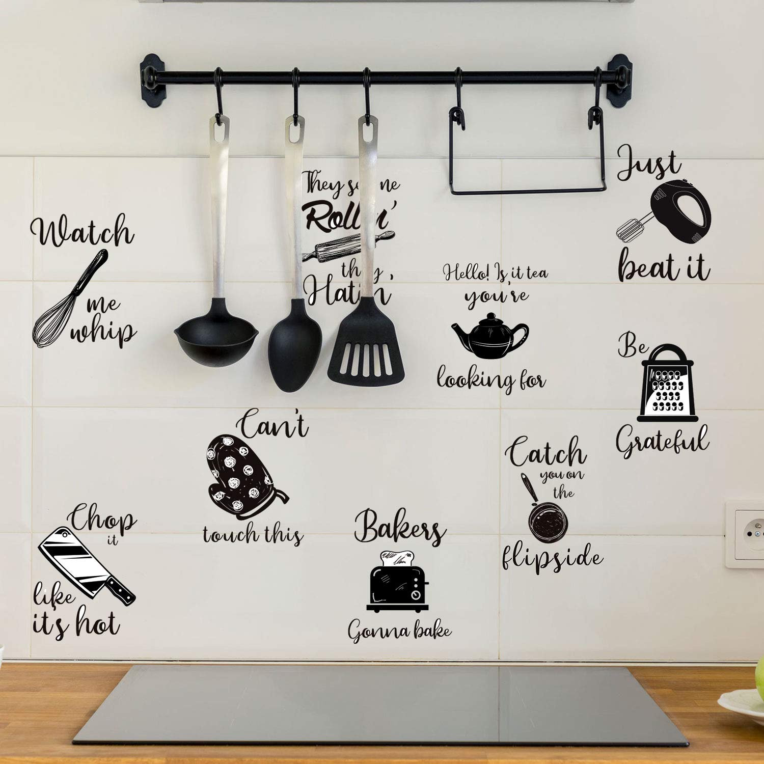 Kitchen Wall Decals with Inspirational Quotes - Vinyl Lettering Stickers for Kitchen, Dining Room, Baking Area & Restaurant Decor - Perfect for Home, Cafe and Commercial Spaces